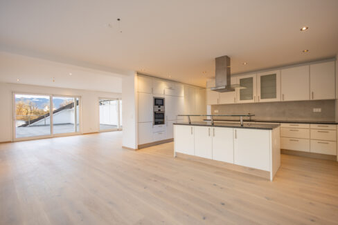 Offene Wohnlandschaft mit fliessenden Übergängen und hochwertigem Ausbau